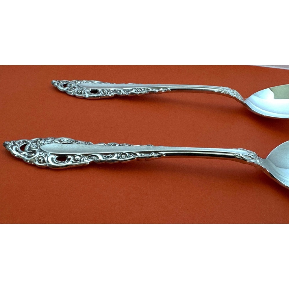 Oneida Silverplate ROYAL GRANDEUR Oval Soup Spoon (2) Community Art Deco Pierced - Picture 7 of 10